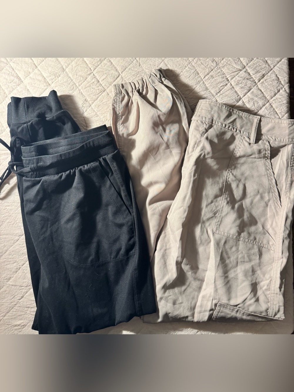 Zac & Rachel Black Joggers and Light Beige Pants Set